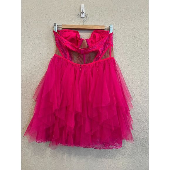 For Love & Lemons Bustier Mini Dress Pink Size Large a1000 - Picture 6 of 14